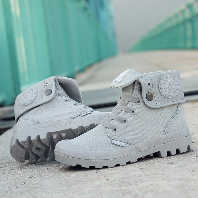Niulatu High-top Shoes Paladin Canvas Shoes Cuffed Thick-soled Martin Boots Women DJSE