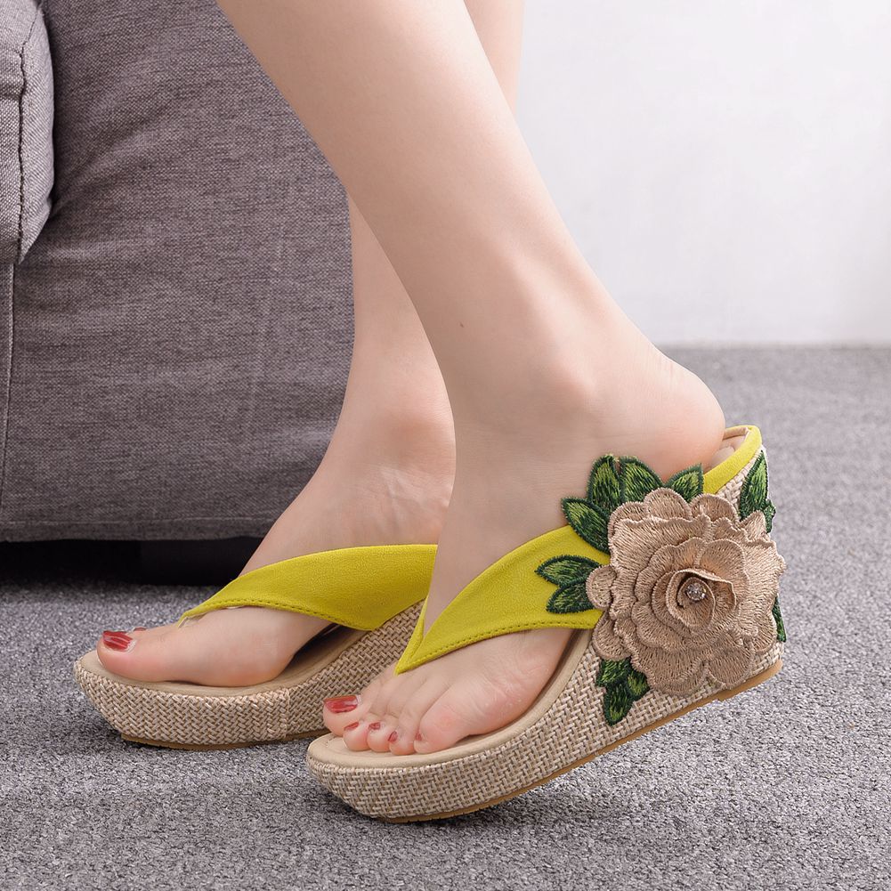 Niulatu High Heel Slippers Woman Slippers Lady Home Slippers Casual Beach Flip Flops Thick Bottom Sandals Women Shoes DJSE