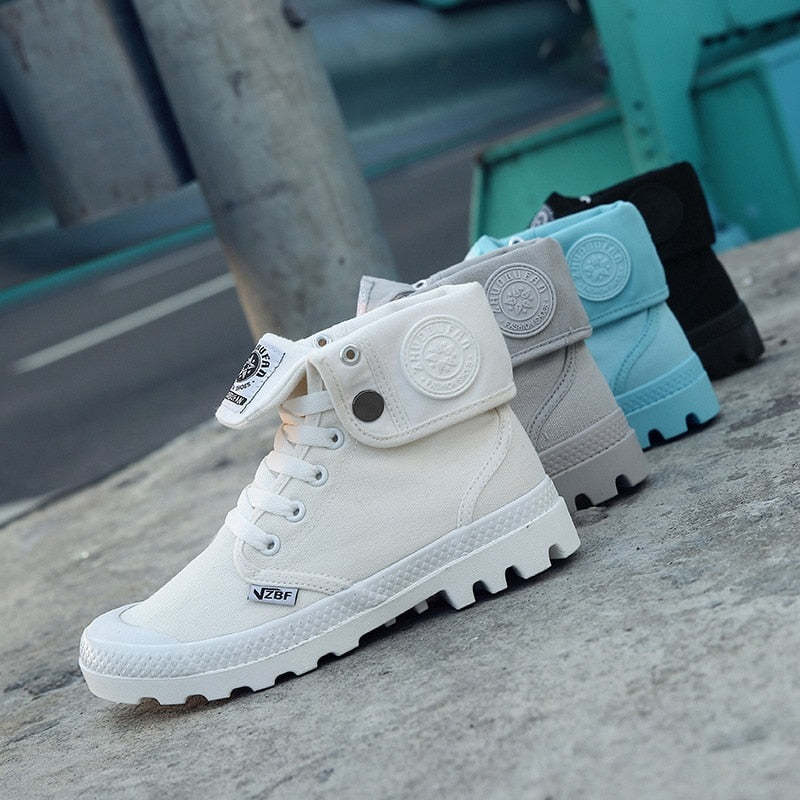 Niulatu High-top Shoes Paladin Canvas Shoes Cuffed Thick-soled Martin Boots Women DJSE