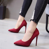 Niulatu High Heels Women 2025 New Spring and Autumn Pointed Toe Shallow Mouth Suede Fine Heel Fashion Women's Shoes DJSE