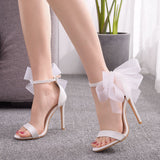 Niulatu Women shoes 11cm stiletto sandals high heel sandals white flowers wedding shoes bridesmaid dress skirt shoes DJSE