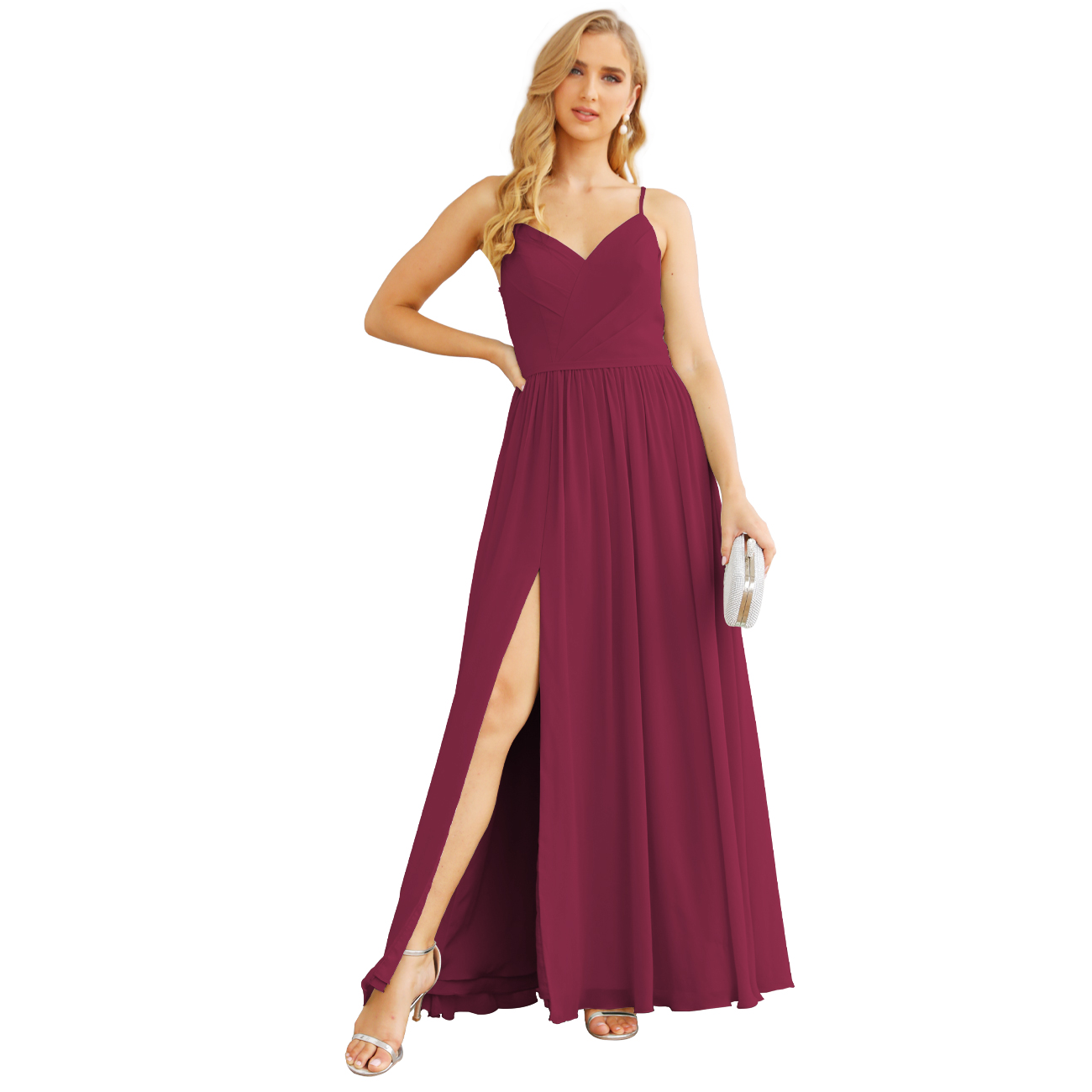 Niulatu Strap Bridesmaid Dresses for Women Chiffon Long Formal Party Prom HZ1007