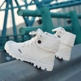 Niulatu High-top Shoes Paladin Canvas Shoes Cuffed Thick-soled Martin Boots Women DJSE