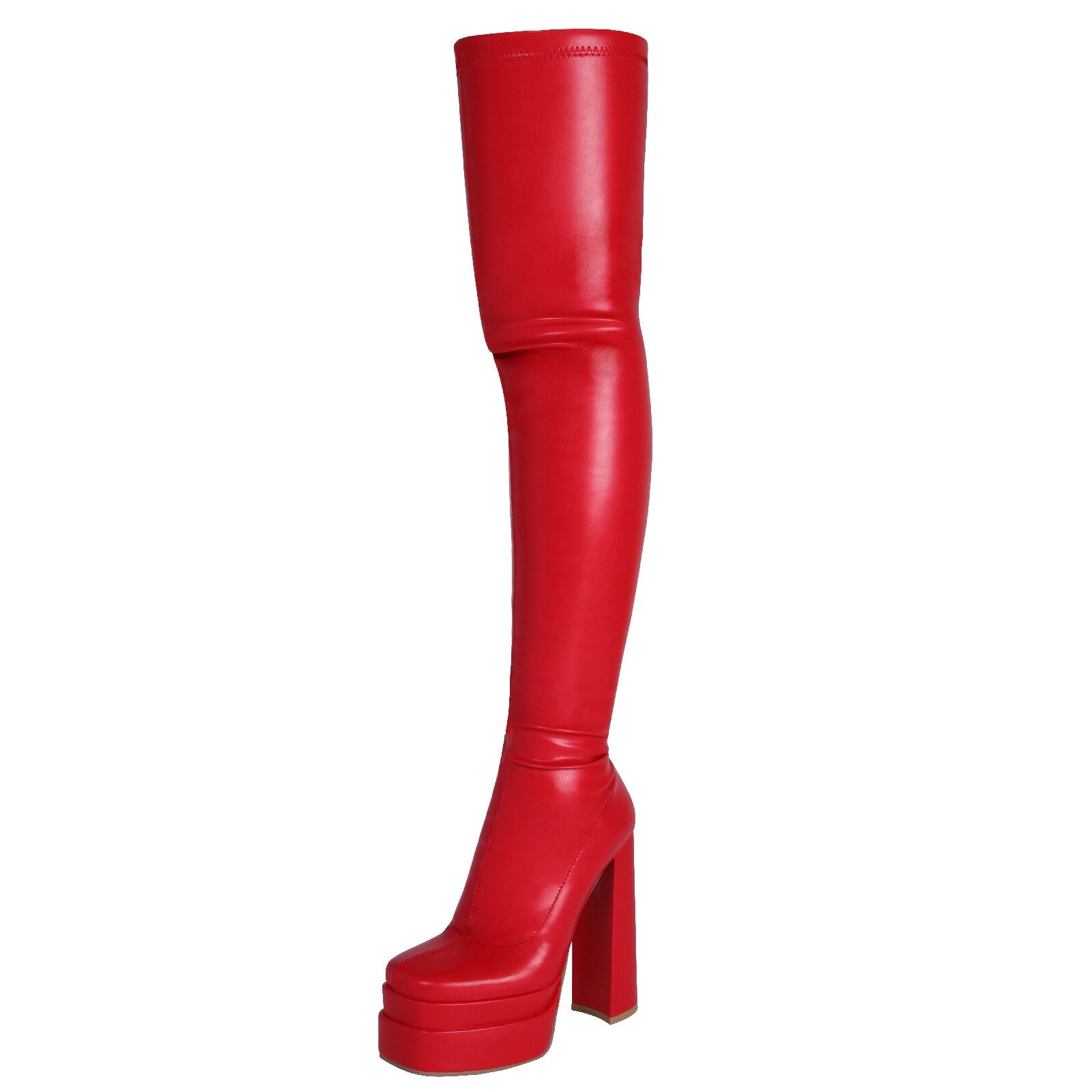 Niulatu High Heels Gothic Punk Boots Block Heels Double Platform Over The Knee Boots Large Size Bota Feminina Ladies Shoes DJSE