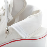 Niulatu High Top Canvas Shoes Women's Fish Mouth Canvas Sandals Sloped Heel Hollow Out Women's Shoes Wedges Shoes for Women DJSE