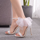 Niulatu Women shoes 11cm stiletto sandals high heel sandals white flowers wedding shoes bridesmaid dress skirt shoes DJSE
