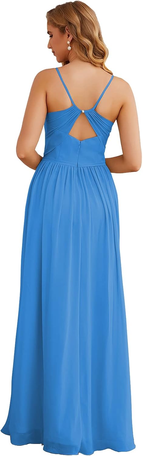 Niulatu Strap Bridesmaid Dresses for Women Chiffon Long Formal Party Prom HZ1007