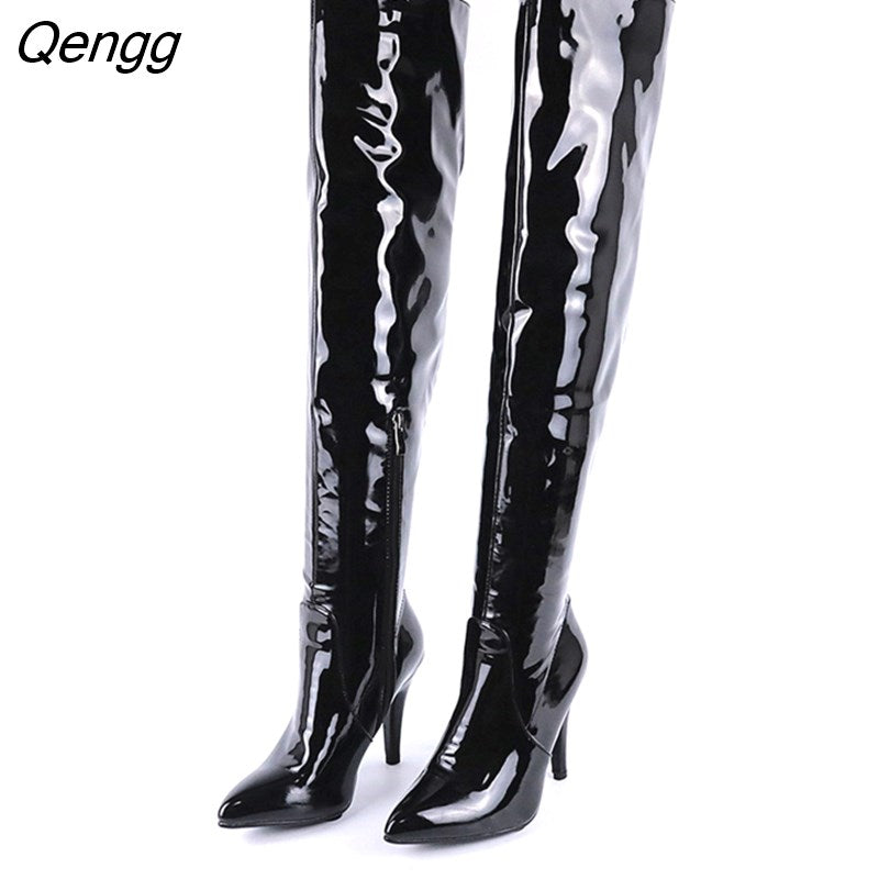 Niulatu High Heels Over The Knee Boots Women Thigh High Boots Ladies Spring Autumn Long Boots Shoes Woman Black Red DJSE