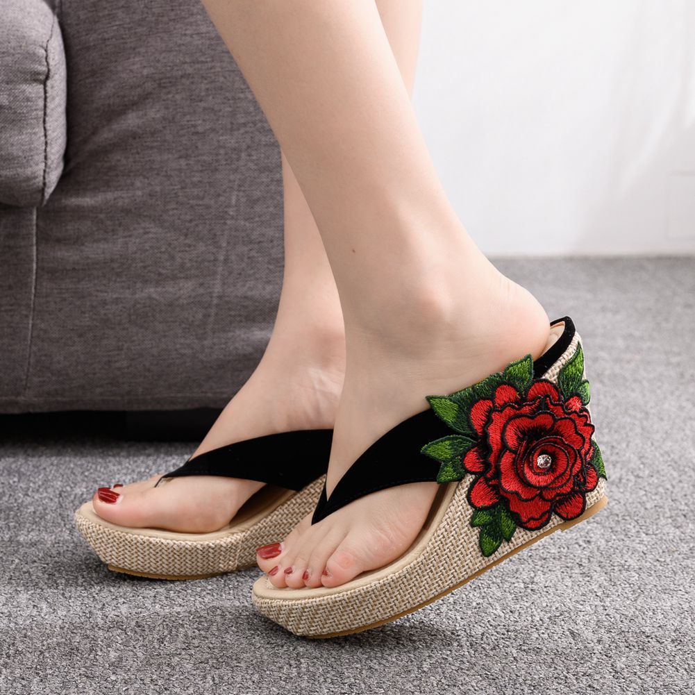 Niulatu High Heel Slippers Woman Slippers Lady Home Slippers Casual Beach Flip Flops Thick Bottom Sandals Women Shoes DJSE