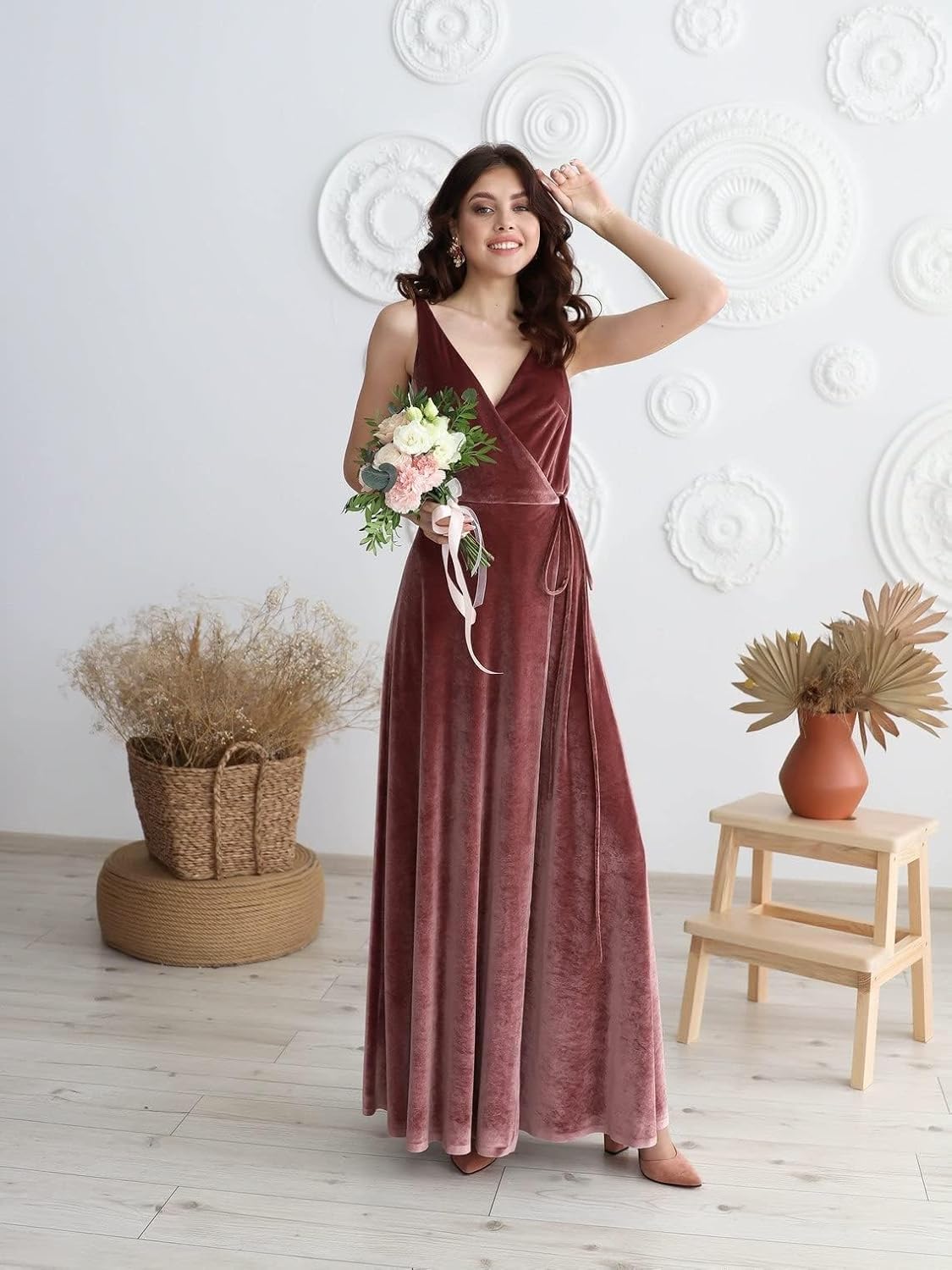 Niulatu V Neck Bridesmaid Dress Long Women's Prom Formal Party Gown with HZ1007