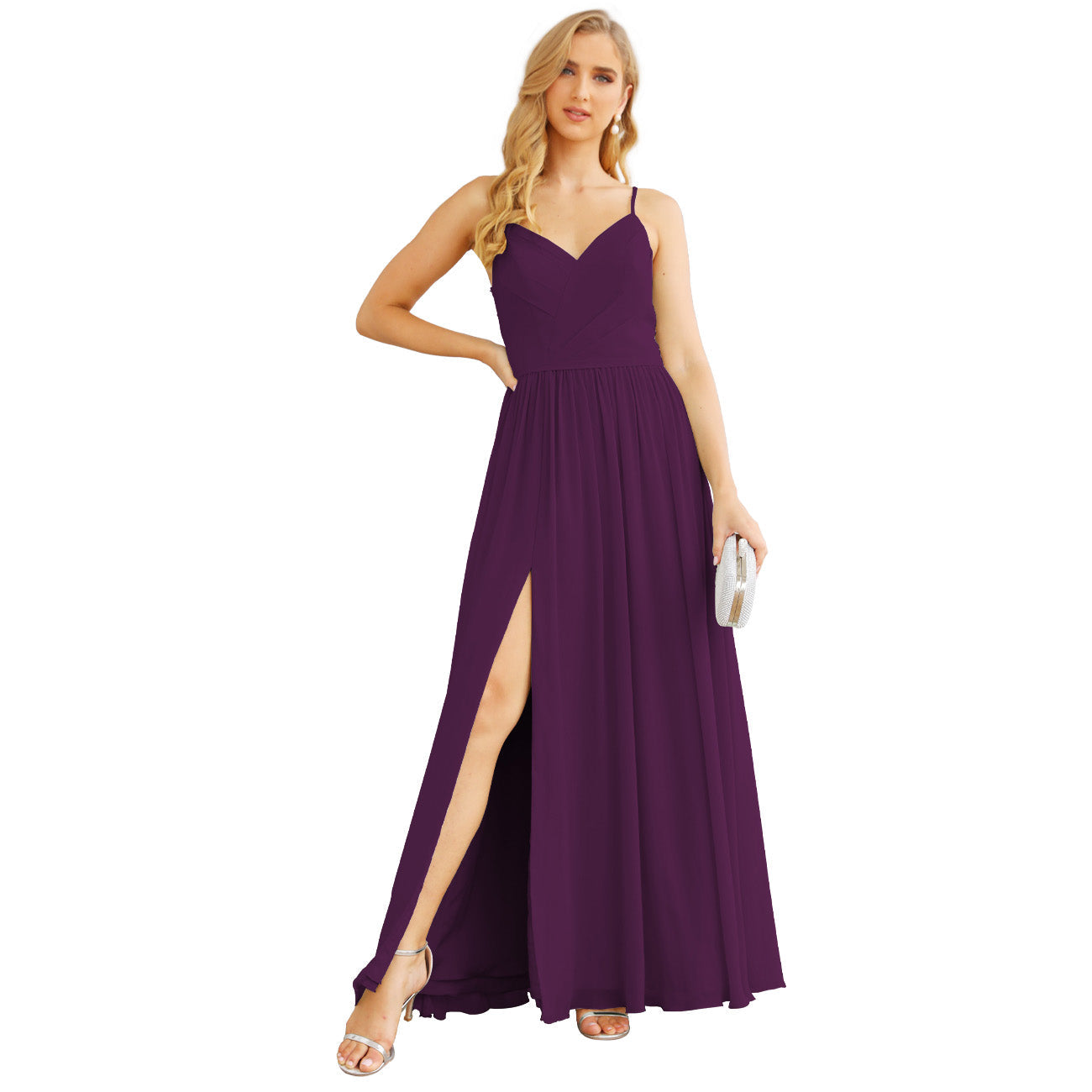 Niulatu Strap Bridesmaid Dresses for Women Chiffon Long Formal Party Prom HZ1007