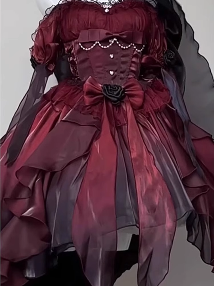 Niulatu High Low Halter Burgundy Organza Party Dresses Birthday Outfits SD448