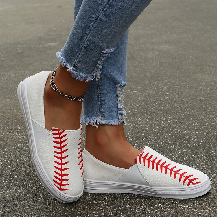 Niulatu Women 2025 Autumn Fashion Printing Canvas Shoes Women Loafers Women Plus Size Casual Flat Shoes Zapatos Para Mujer DJSE