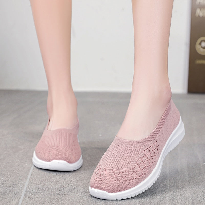 Niulatu 2025Women Shoes Knitting Sock Sneakers Women Spring Summer Slip On Flat Shoes Women Loafers Flats Walking shoes Female DJSE