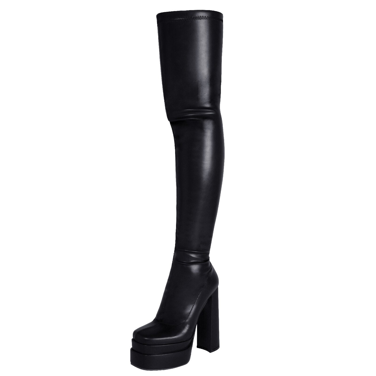 Niulatu High Heels Gothic Punk Boots Block Heels Double Platform Over The Knee Boots Large Size Bota Feminina Ladies Shoes DJSE