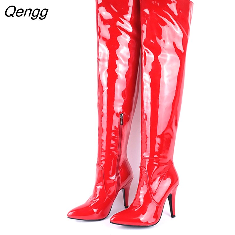 Niulatu High Heels Over The Knee Boots Women Thigh High Boots Ladies Spring Autumn Long Boots Shoes Woman Black Red DJSE