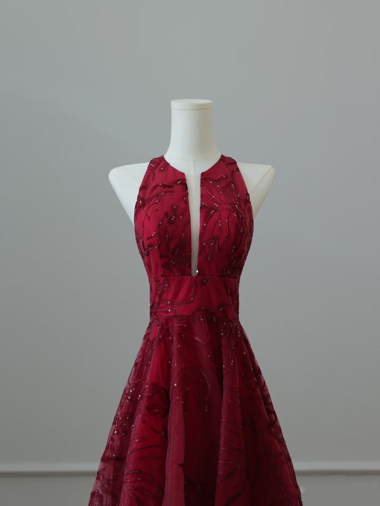 Niulatu High Low Burgundy Sequin Long Prom Dresses Evening Gowns S3840