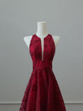 Niulatu High Low Burgundy Sequin Long Prom Dresses Evening Gowns S3840