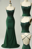 Niulatu Backless Mermaid Lace Green Long Prom Dress, Green Formal Elegant Evening Dress Wedding Guest Dress HZ1026