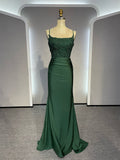 Niulatu Backless Mermaid Lace Green Long Prom Dress, Green Formal Elegant Evening Dress Wedding Guest Dress HZ1026