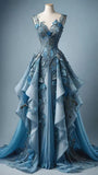 Niulatu A Line Sweetheart Neck Chiffon Applique Long Prom Dress, Evening Dress HZ1026
