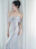 Niulatu Sweetheart Sequin Mermaid Gown-Fairytale Beaded Tulle Train Long Prom Dress for Events HZ1026