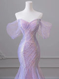 Niulatu Sweetheart Sequin Mermaid Gown-Fairytale Beaded Tulle Train Long Prom Dress for Events HZ1026