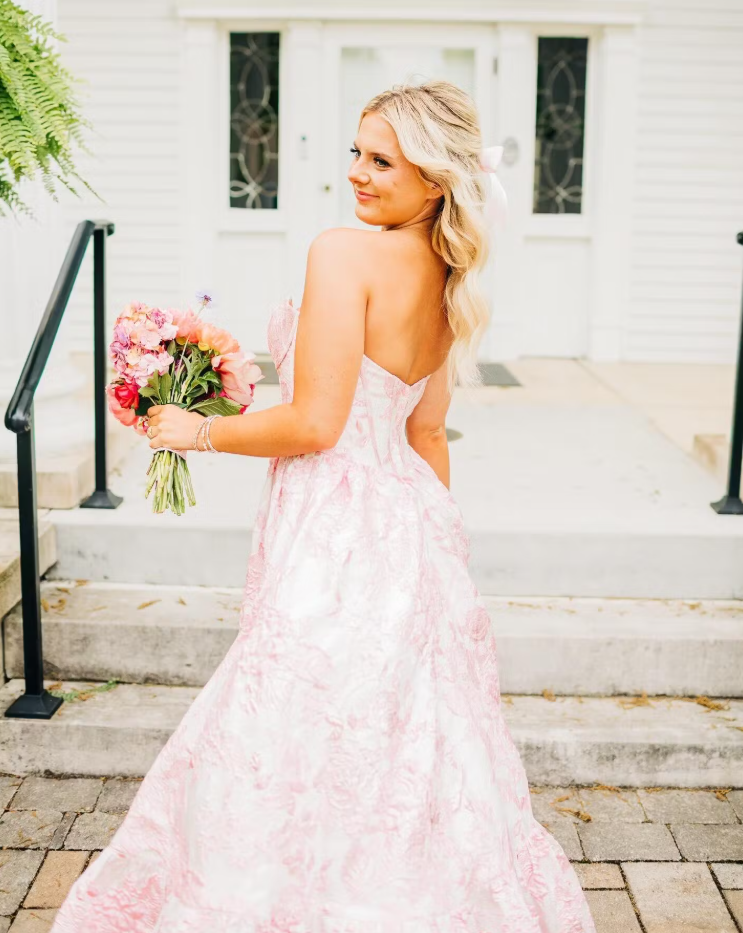 Niulatu A-Line Sweetheart Floral Printed Long Prom Dresses HZ1026