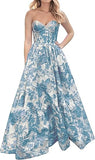 Niulatu A-Line Sweetheart Floral Printed Long Prom Dresses HZ1026