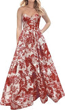 Niulatu A-Line Sweetheart Floral Printed Long Prom Dresses HZ1026