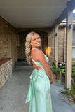 Niulatu Yellow ??A-Line Long Prom Dress for Party&Guest-V Neck Satin Beautiful Backless Formal Evening Dress HZ1026