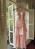 Niulatu Spaghetti Straps Blue Chiffon Satin Ruffles Long Prom Dresses Fairytale Evening Dresses HZ1026