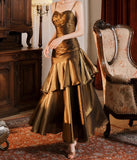 Niulatu Spaghetti Straps Blue Chiffon Satin Ruffles Long Prom Dresses Fairytale Evening Dresses HZ1026
