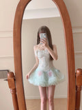Niulatu Tulle Strapless A-Line Short Party Dresses Lace Homecoming Dress HZ1026