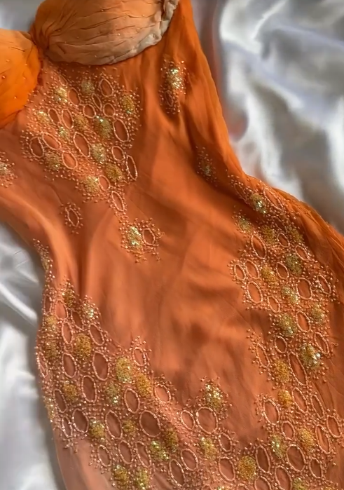 Niulatu Gradient Orange Spaghetti Straps Chiffon Lace Sheath Prom Dresses Elegant Evening Dress Gowns HZ1026
