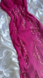 Niulatu Fuchsia Spaghetti Straps Sheath Chiffon Beading Long Prom Dresses Vintage Evening Gowns HZ1026