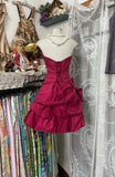 Niulatu Red Strapless A-Line Taffeta Short Prom Dresses Classic Homecoming Dress HZ1031