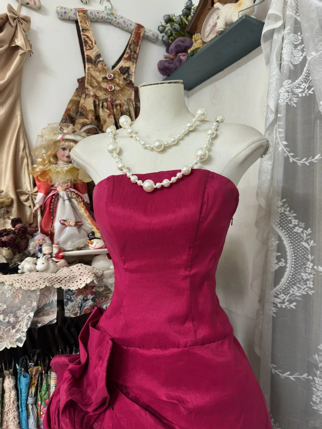 Niulatu Red Strapless A-Line Taffeta Short Prom Dresses Classic Homecoming Dress HZ1031