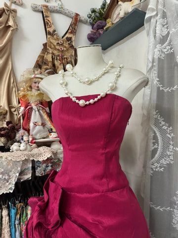 Niulatu Red Strapless A-Line Taffeta Short Prom Dresses Classic Homecoming Dress HZ1031