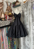 Niulatu Black Spaghetti Straps A-Line Taffeta Short Prom Dresses Vintage Evening Gowns HZ1031