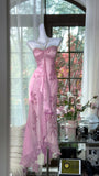 Niulatu Halter Sheath Chiffon Beaded Formal Dresses, Light Green Long Prom Dresses HZ1026