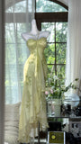 Niulatu Halter Sheath Chiffon Beaded Formal Dresses, Light Green Long Prom Dresses HZ1026
