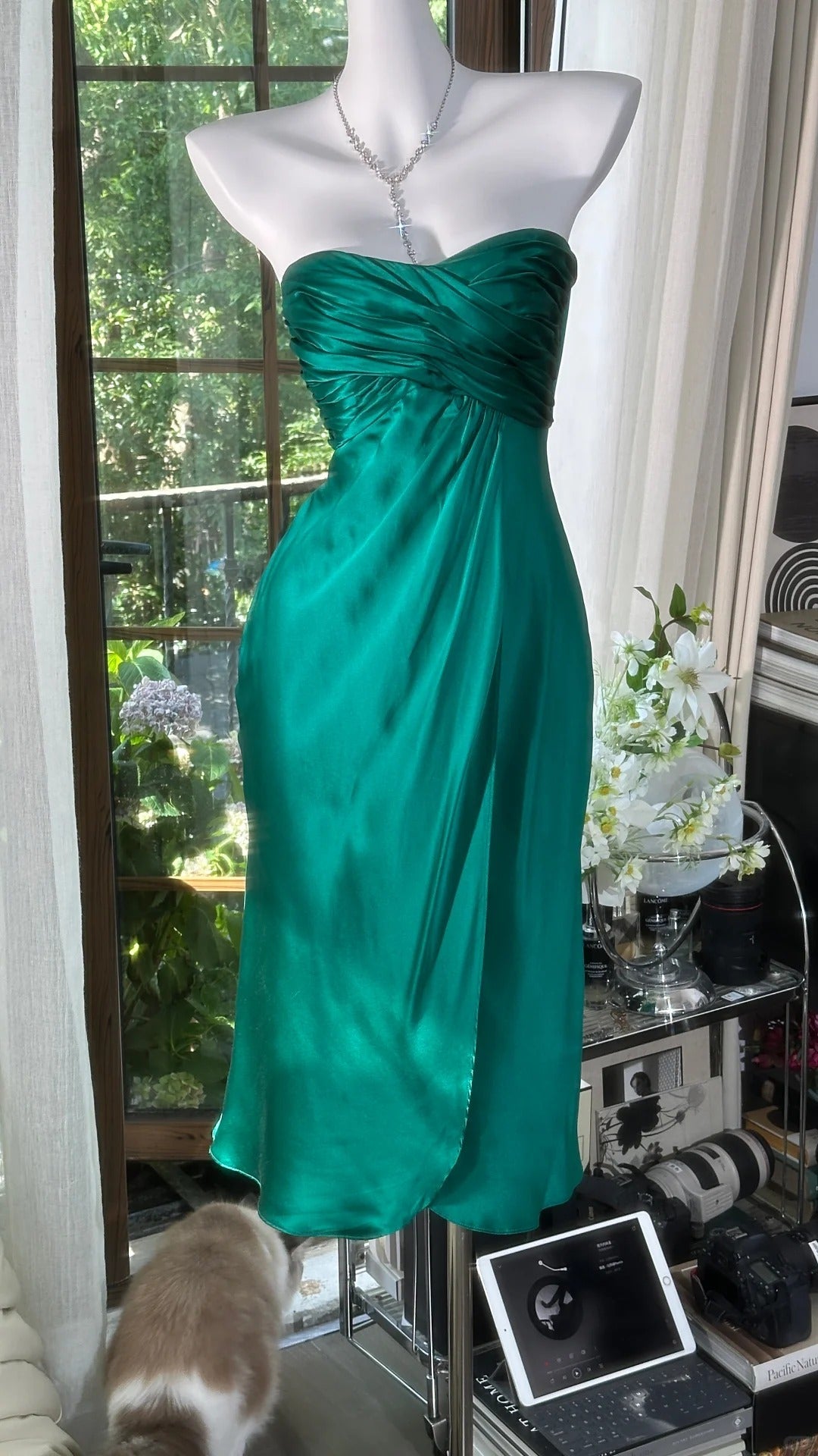 Niulatu Dark Green Strapless Short Sheath Formal Dress Party Dress HZ1031