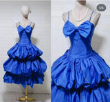 Niulatu Blue Ball Gown Spaghetti Strap Satin Birthday Dress HZ1026