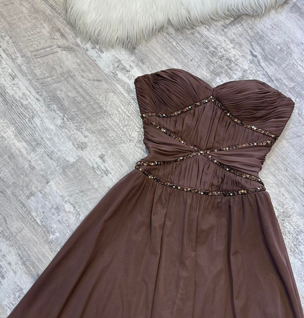 Niulatu Chocolate A-Line Short Birthday Party Dress Spaghetti Strap Homecoming Dress HZ1026