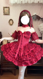 Niulatu Off-the-shoulder Ball Gown Lace Short Prom Dress Burgundy Birthday Dress Lolita Dress HZ1026
