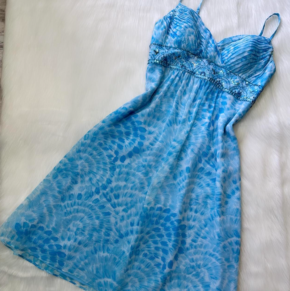 Niulatu A-Line Spaghetti Strap Chiffon Short Prom Dresses Blue Birthday Dresses Homecoming Dress HZ1026