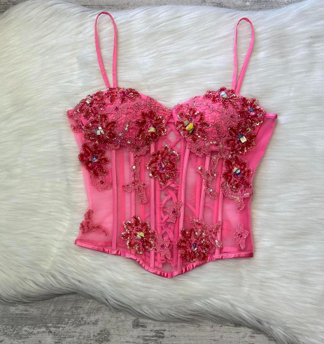 Niulatu Spaghetti Straps Beaded Corset Sheath Chiffon Two-Piece Short Prom Dresses HZ1026
