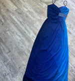 Niulatu Spaghetti Strap Sheath Chiffon Long Prom Dresses, Blue Formal Evening Dresses HZ1026