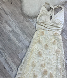 Niulatu V-neck Sheath Tulle Applique Long Prom Dresses, Backless Formal Evening Dresses HZ1026